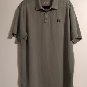 Under Armour Men's Grey Polo Shirt XL Loose Fit  Heat Gear